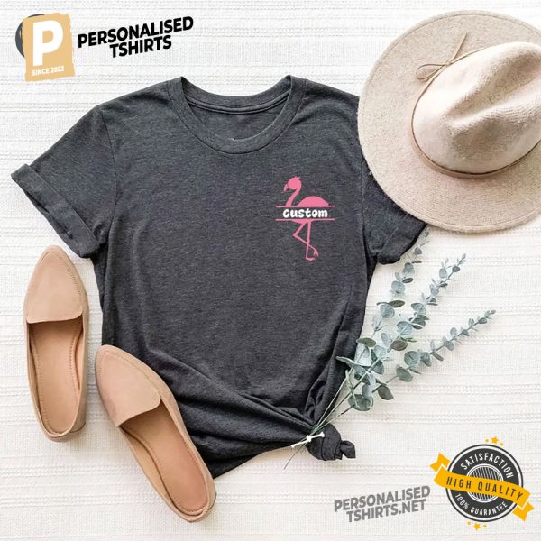 Custom Name Flamingo T Shirt, Personalized Pocket Flamingo Tee 3