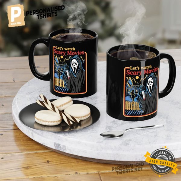 Let's Watch Scary Movies Black Ceramic Cup
