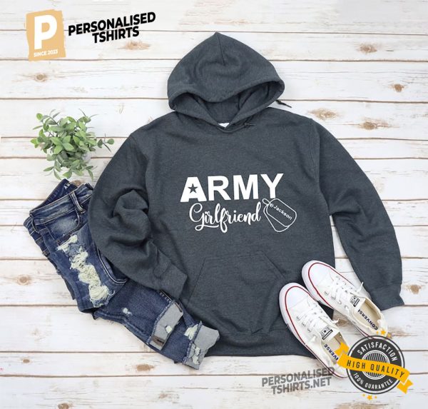 Personalized Army Shirt, Army Girlfriend Custom Name Military Dog Tag T-shirt