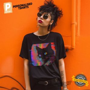 Psychedelic Weirdcore Cat T Shirt, cat themed shirts 2
