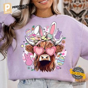 Cutie Highland Cattle easter day Graphic T Shirt 1
