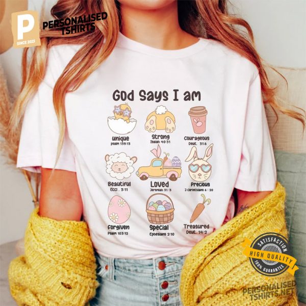 God Says I Am Easter Person Comfort Colors T Shirt, easter sunday Gift 1