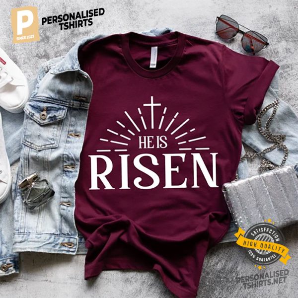 He Is Risen Jesus Christ Religious Comfort Colors T Shirt 1