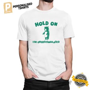 Hold On I'm Overstimulated Funny Bear Meme T Shirt 2
