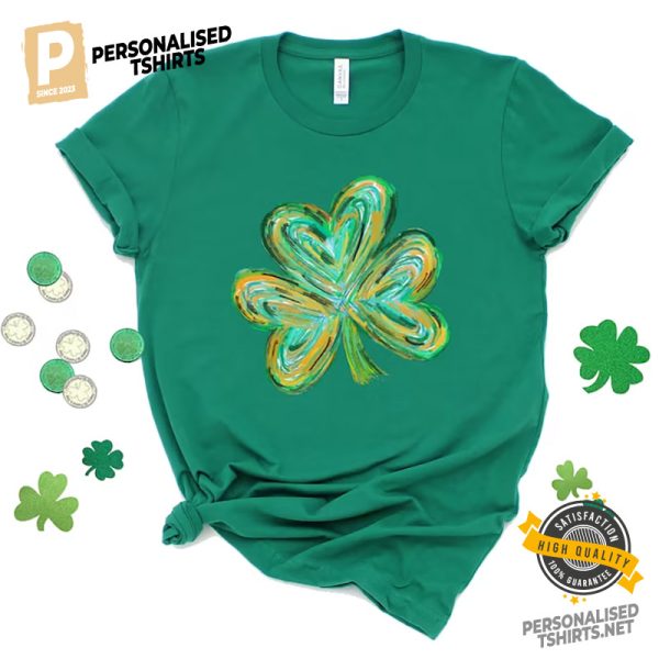 Lucky Clover Leaf Watercolor Paint st patrick's day shirt, Great Gift For Patrick's Day 1