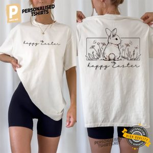 happy easter Adorable Bunny Art Two Sided Shirt