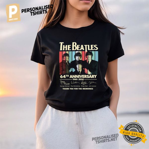 The Beatles 64th Years Anniversary Signatures Memorial Shirt 2