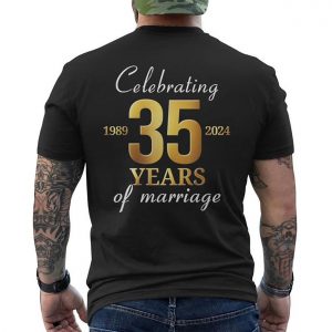 35 Years Of Marriage Est 1989 2024 35Th Wedding Anniversary Men's T shirt