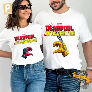 Marvel Studios Deadpool And Wolverine Love Hand Sign Couple Matching Shirts